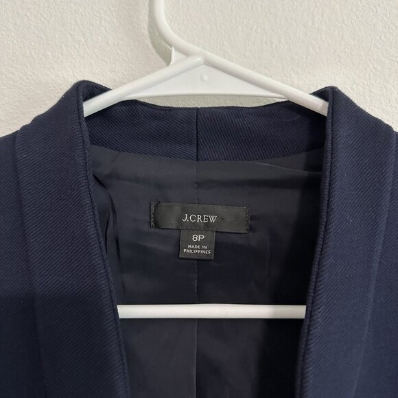 J. Crew Wool Blazer Size 8P Navy Blue Open Front Long Sleeve Preppy - Picture 8 of 10